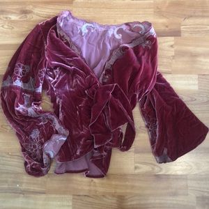 Anthro velvet wrap top